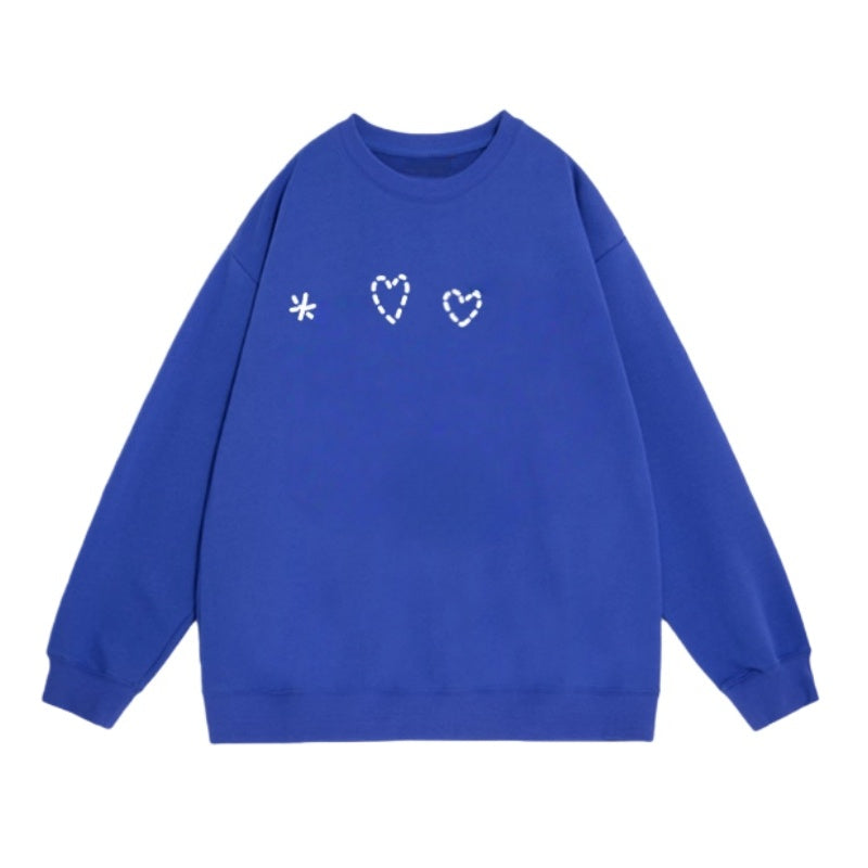 Retro Patchwork Royal Blue Sweatshirt
