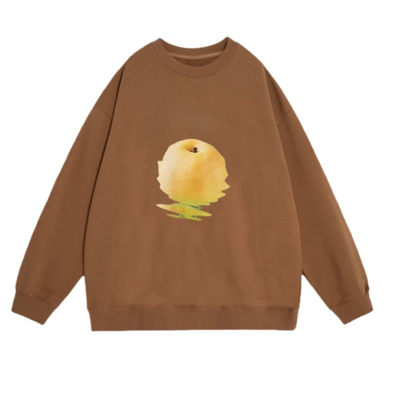 Fruit-Themed Retro Brown Sweatshirt