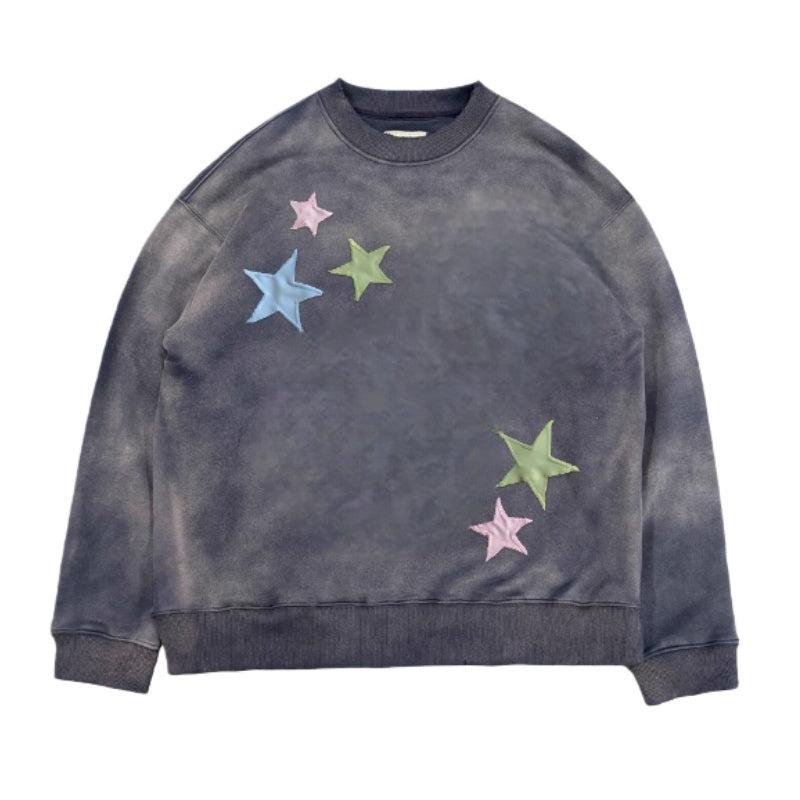 Distressed Patch Hip-Hop Style Sweatshirt